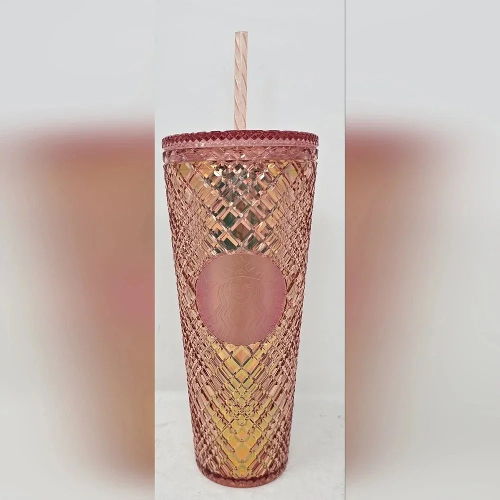 Starbucks 2021 Holiday Jeweled Iridescent Tumbler Venti 24 oz (Rose Gold)  EUC